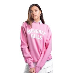 Departure Beverly Hills Pink Crewneck Graphic Long Sleeve Pullover Sweatshirt M